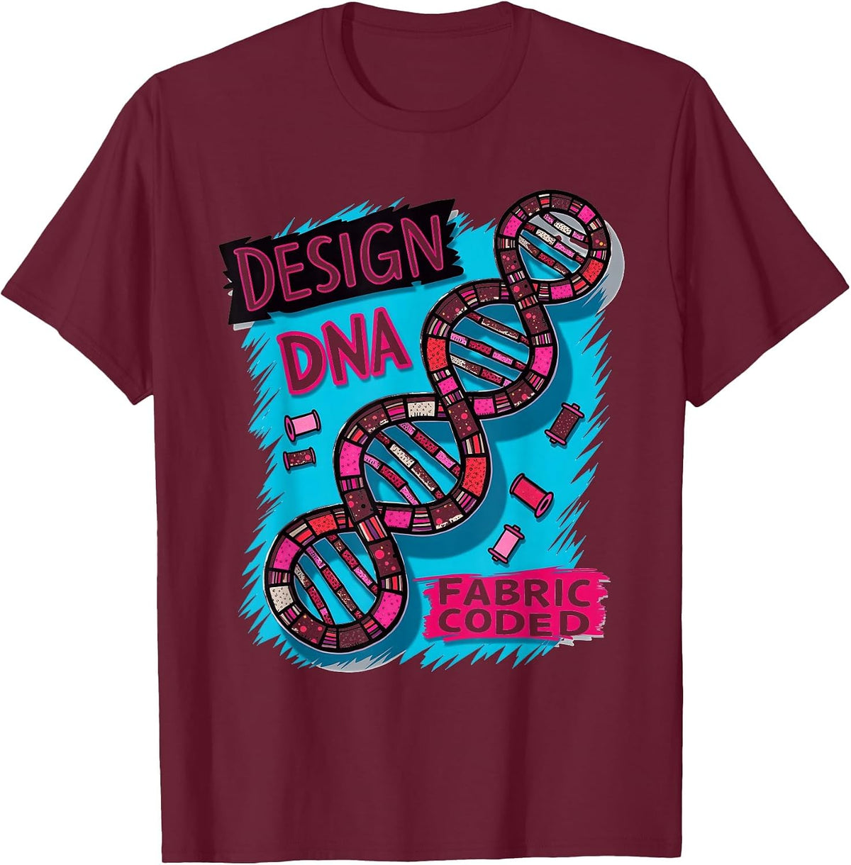 Design DNA Fabric Coded Graphic Design T-Shirt - Burgundy