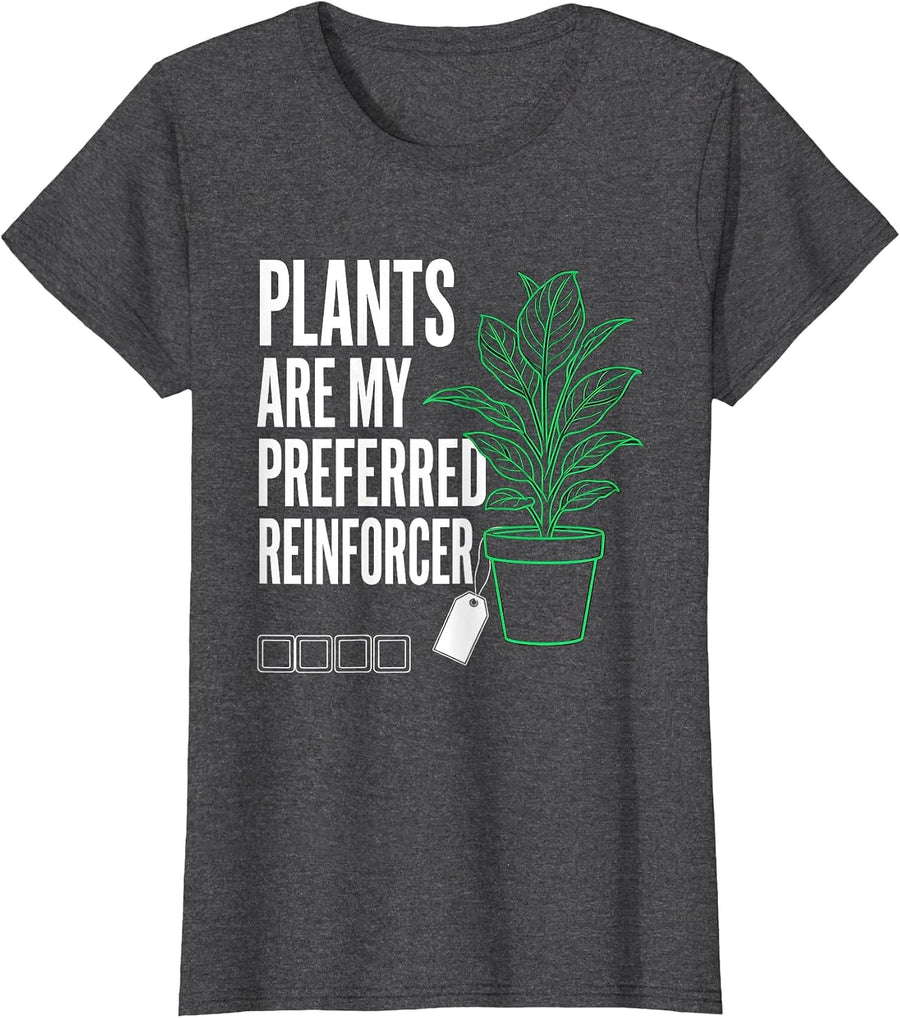 Women's Plants Are My Preferred Reinforcer Retro ABA RBT Therapist T-Shirt - Dark Heather Grey