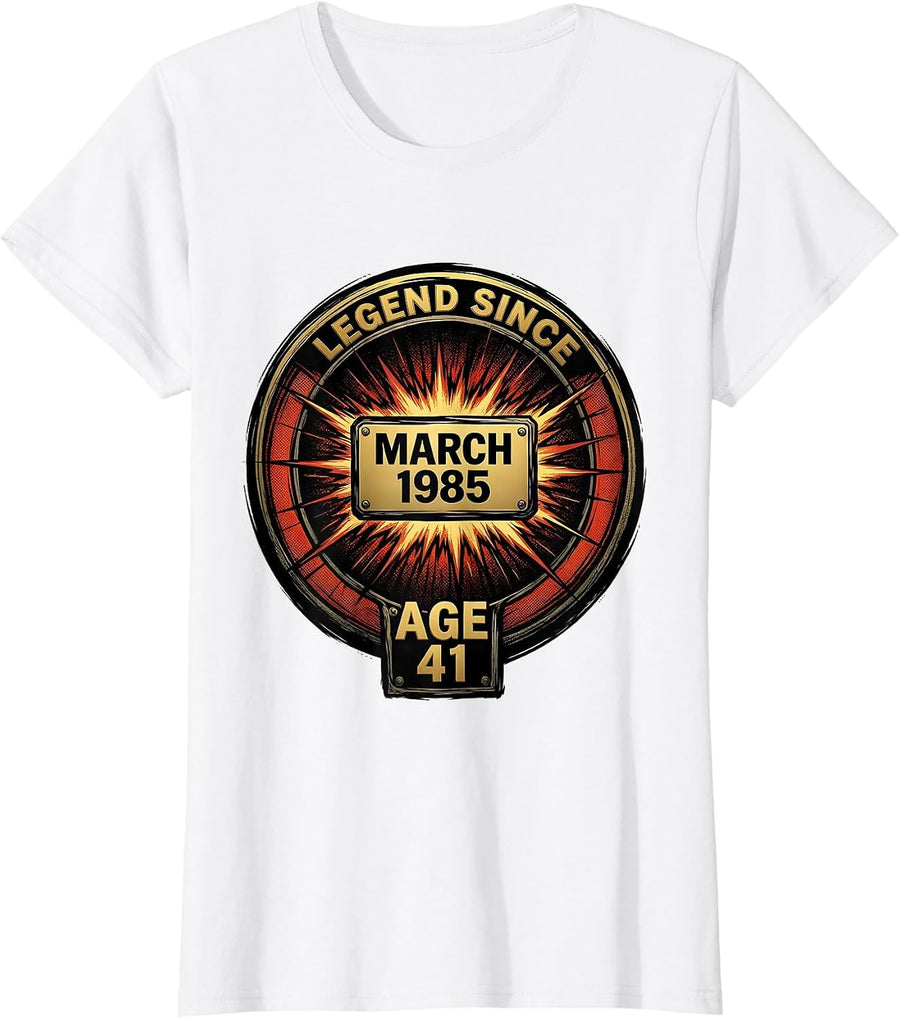 Women's LEGEND SINCE MARCH 1985 AGE 41 Vintage Retro Birthday Men T-Shirt - White