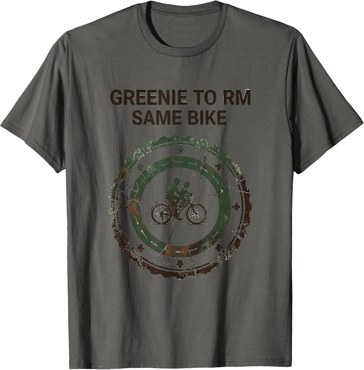 Men's Greenie To RM Same Bike Vintage LDS Missionary Humor Gift T-Shirt - Asphalt Grey