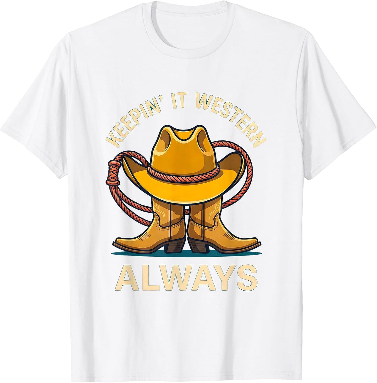 Men's Keepin' It Western Always Cowgirl Design T-Shirt - White