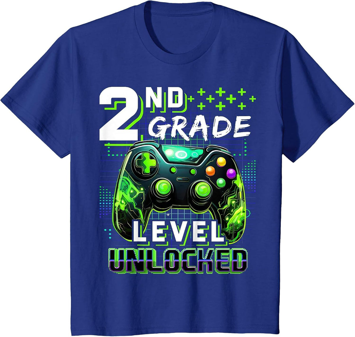 Back to School 2nd Grade Boys Gamer First Day School Level T-Shirt - Royal Blue