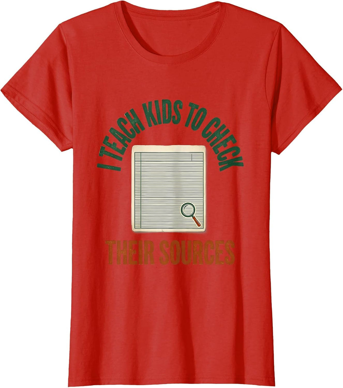 I Teach Kids To Check Their Sources Vintage School Librarian T-Shirt - Red
