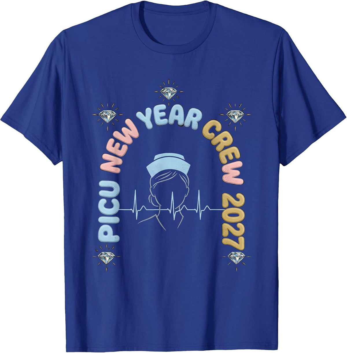 Men's PICU New Year Crew 2027 Funny Nurse ICU NICU New Year Eve T-Shirt - Royal Blue