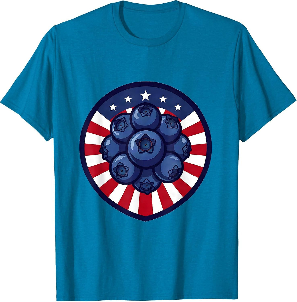 Red White and Blueberries Patriotic Berry Design T-Shirt - Sapphire Blue