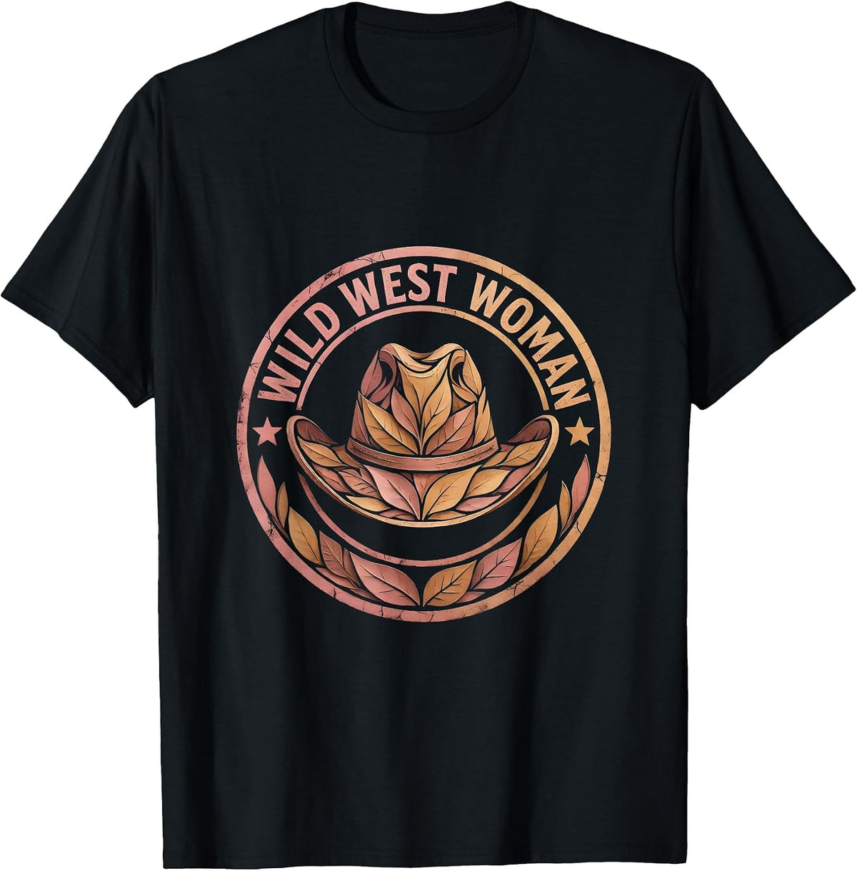 Men's Wild West Woman Cowgirl Graphic Design T-Shirt - Black