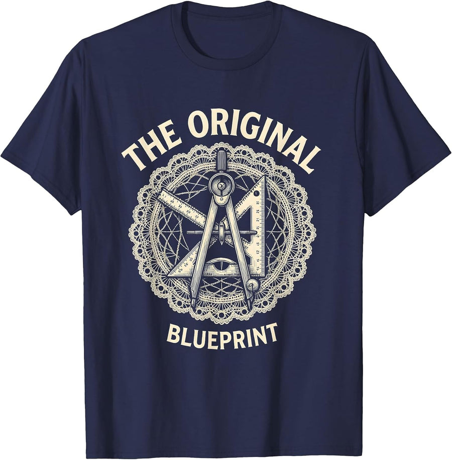 The Original Blueprint Graphic Design T-Shirt - Navy Blue