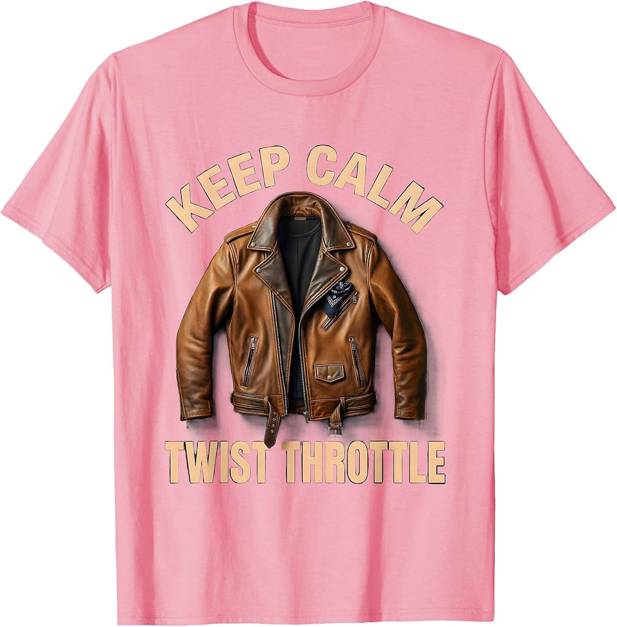 Men's Keep Calm Twist Throttle Motorcycle Design T-Shirt - Pink