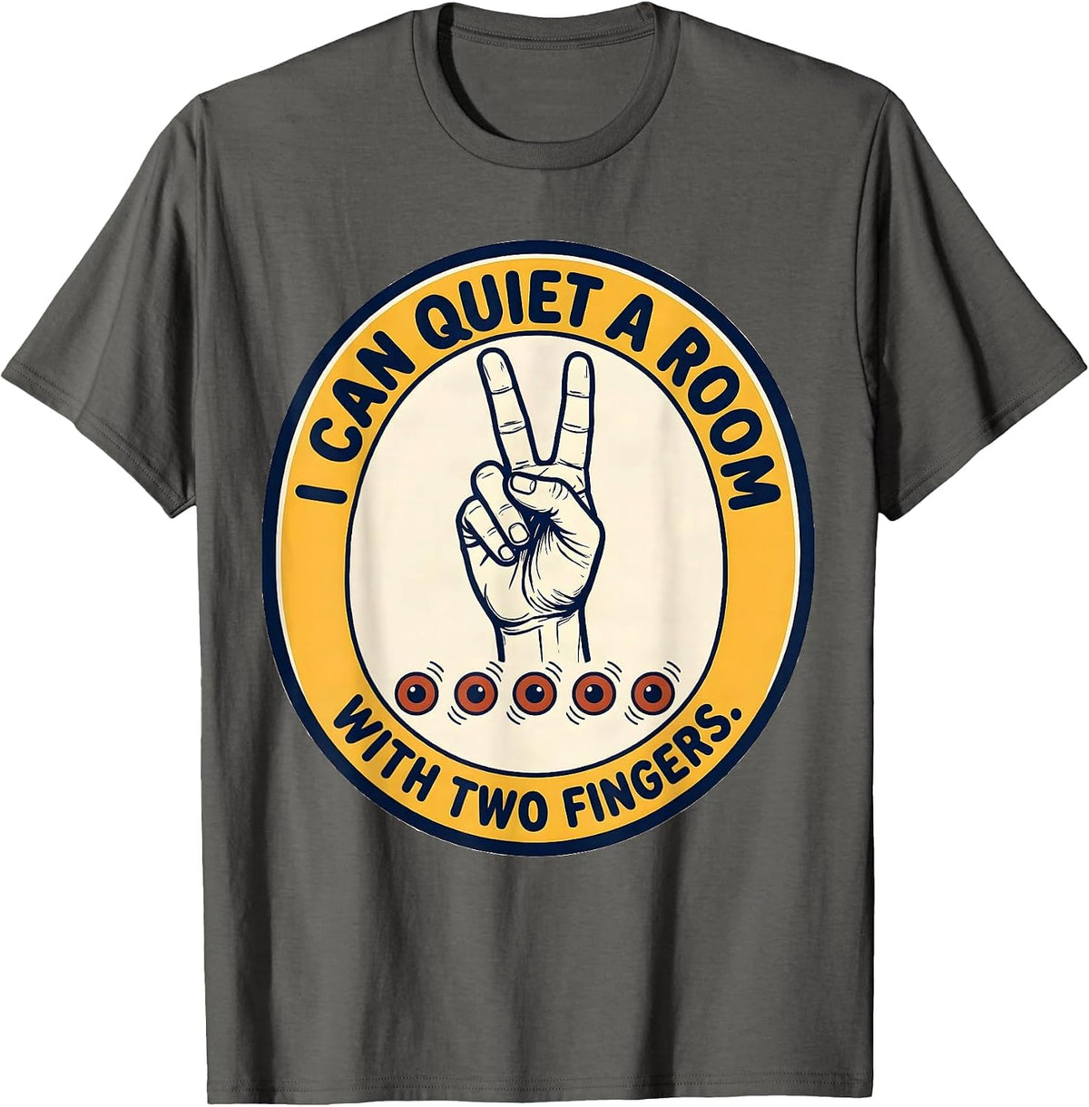 Men's I Can Quiet A Room With Two Fingers Funny Teacher Superhero T-Shirt - Asphalt Grey