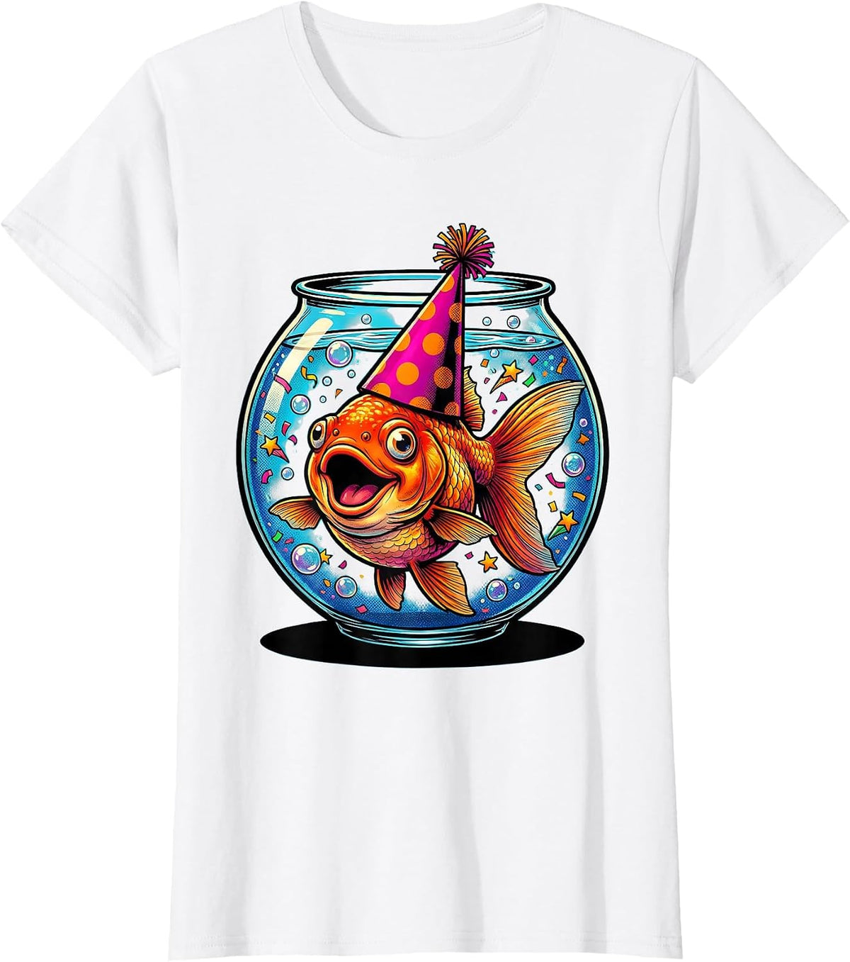 Goldfish Bowl Birthday Party Hat Celebration T-Shirt - White