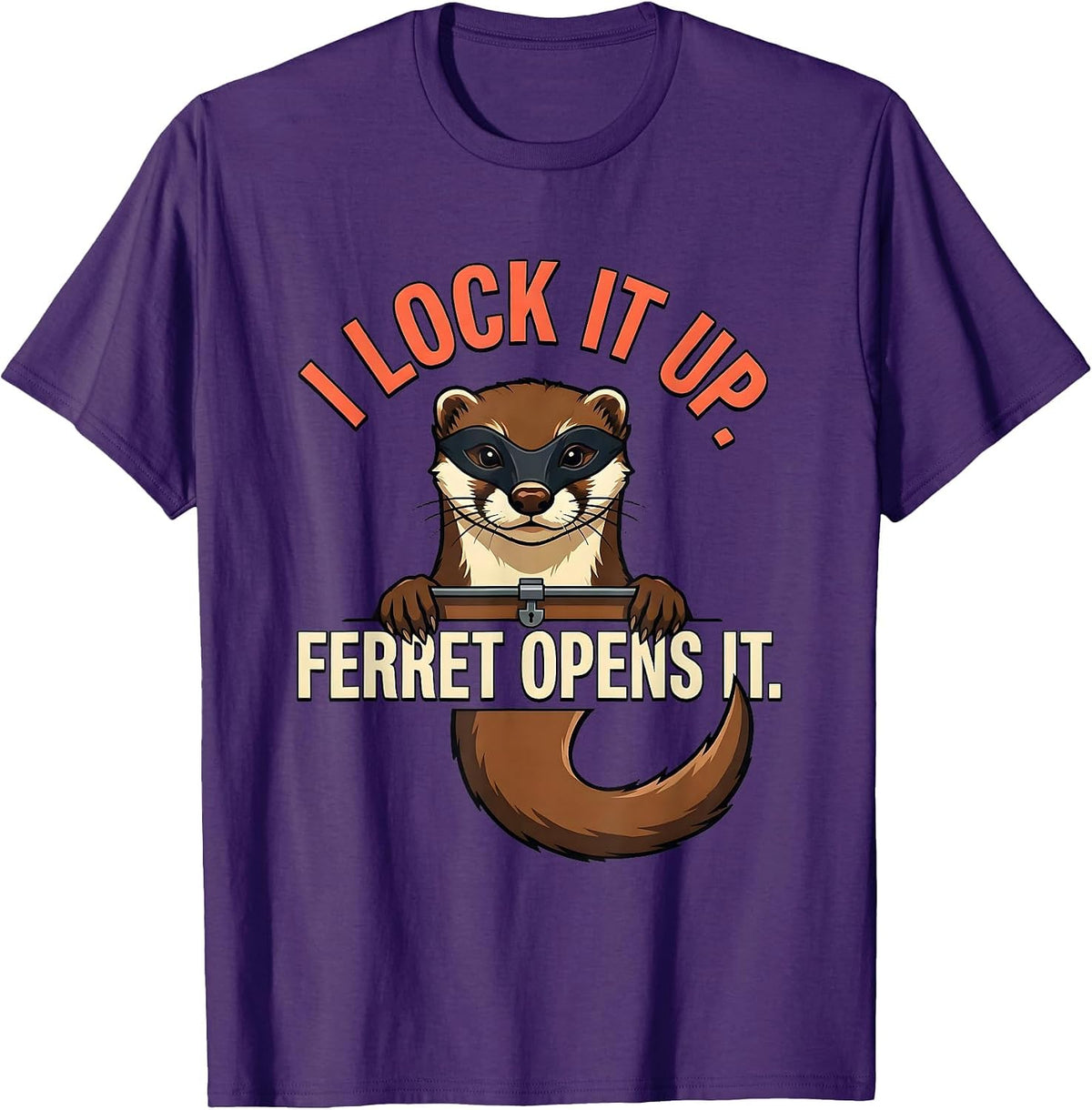 Men's I Lock It Up Ferret Opens It Funny Ferret Lover Christmas T-Shirt - Purple