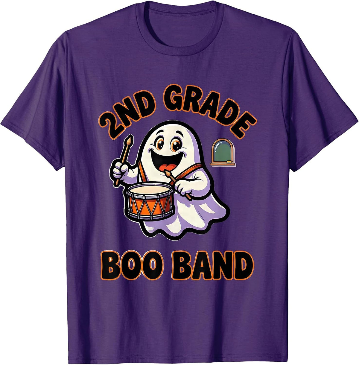 Men's 2nd Grade Boo Band Cute Cartoon Halloween Teacher Student T-Shirt - Purple