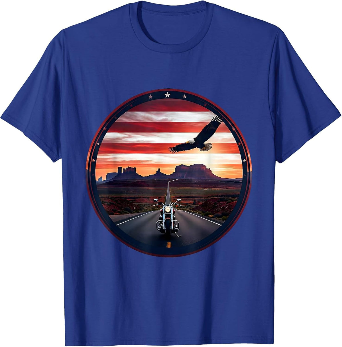 Men's Freedom Road Motorcycle Desert Highway Graphic T-Shirt - Royal Blue