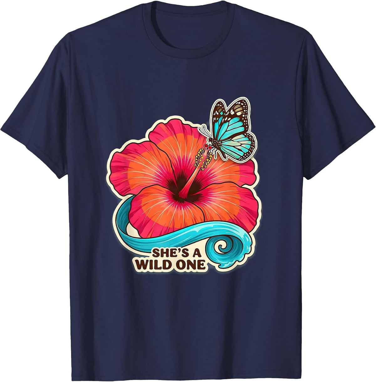 She's a Wild One Western Women Graphic Design T-Shirt - Navy Blue