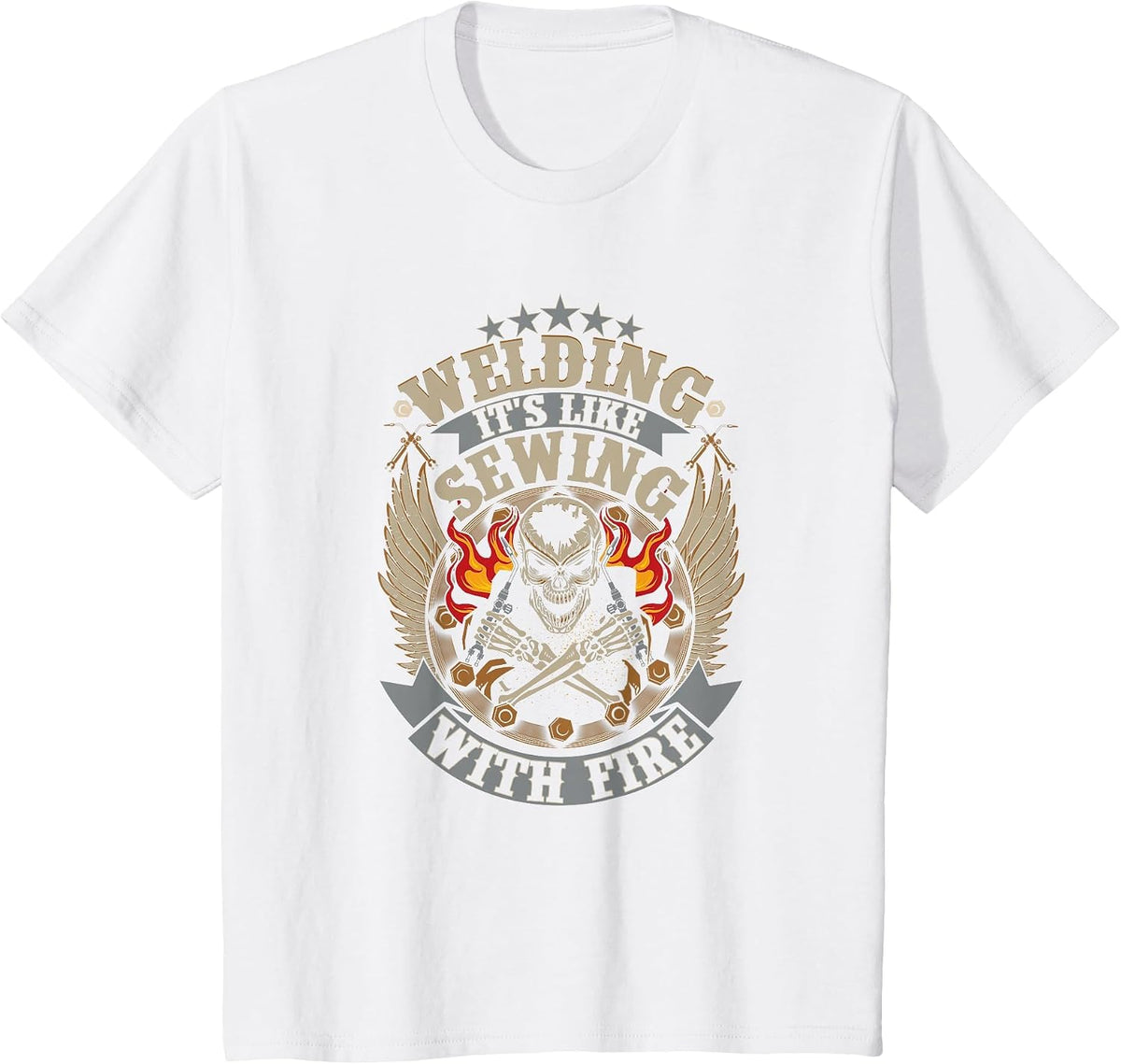 Welding T-Shirt Welding is Like Sewing with Fire Welder T-Shirt - White