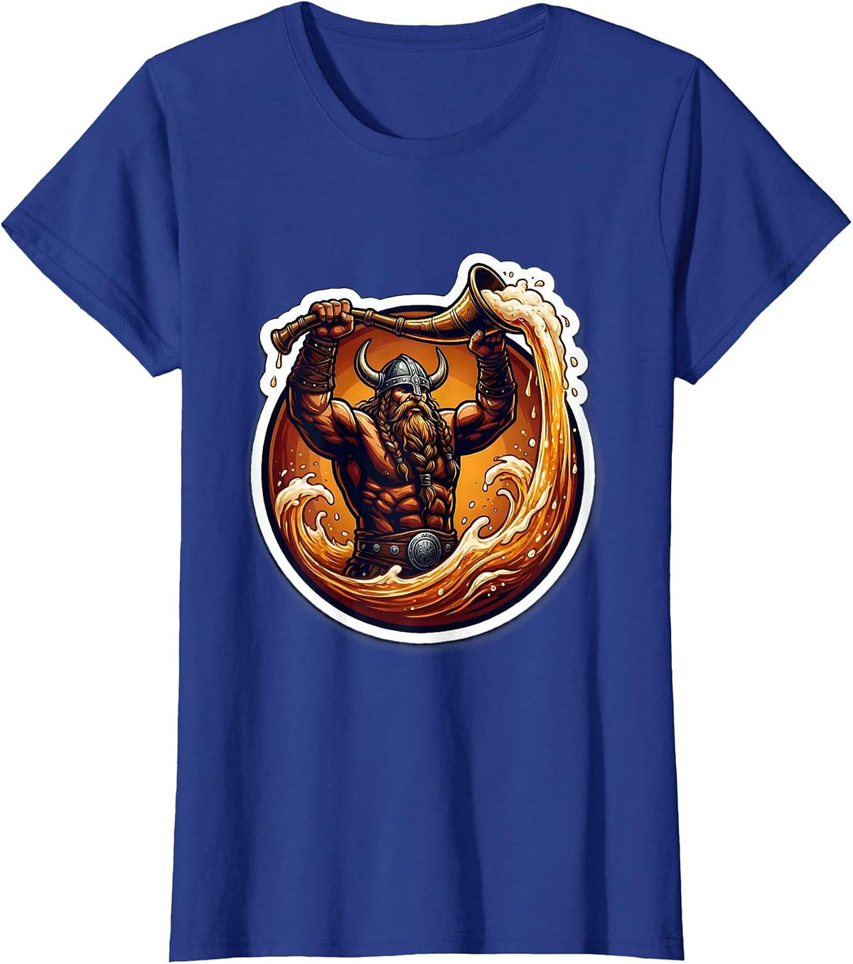 Women's Funny Viking Drinking Horn Raise Celebration T-Shirt - Royal Blue