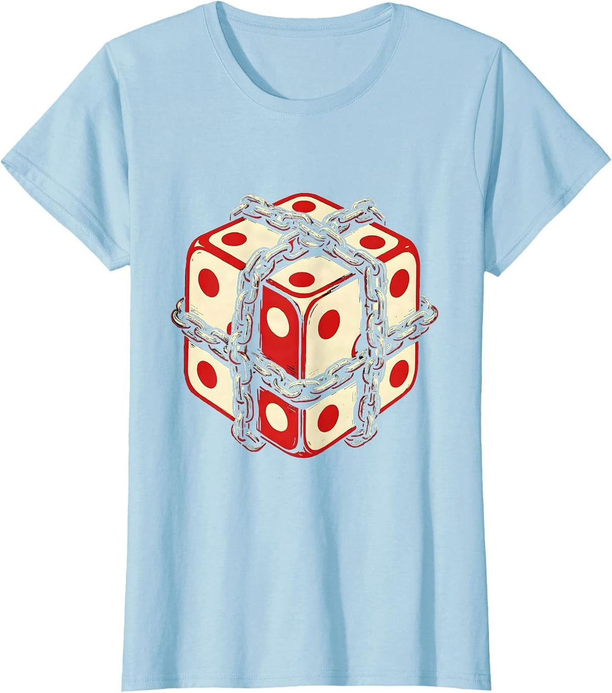 Women's Dice and Motorcycle Chain Biker Graphic T-Shirt - Baby Blue