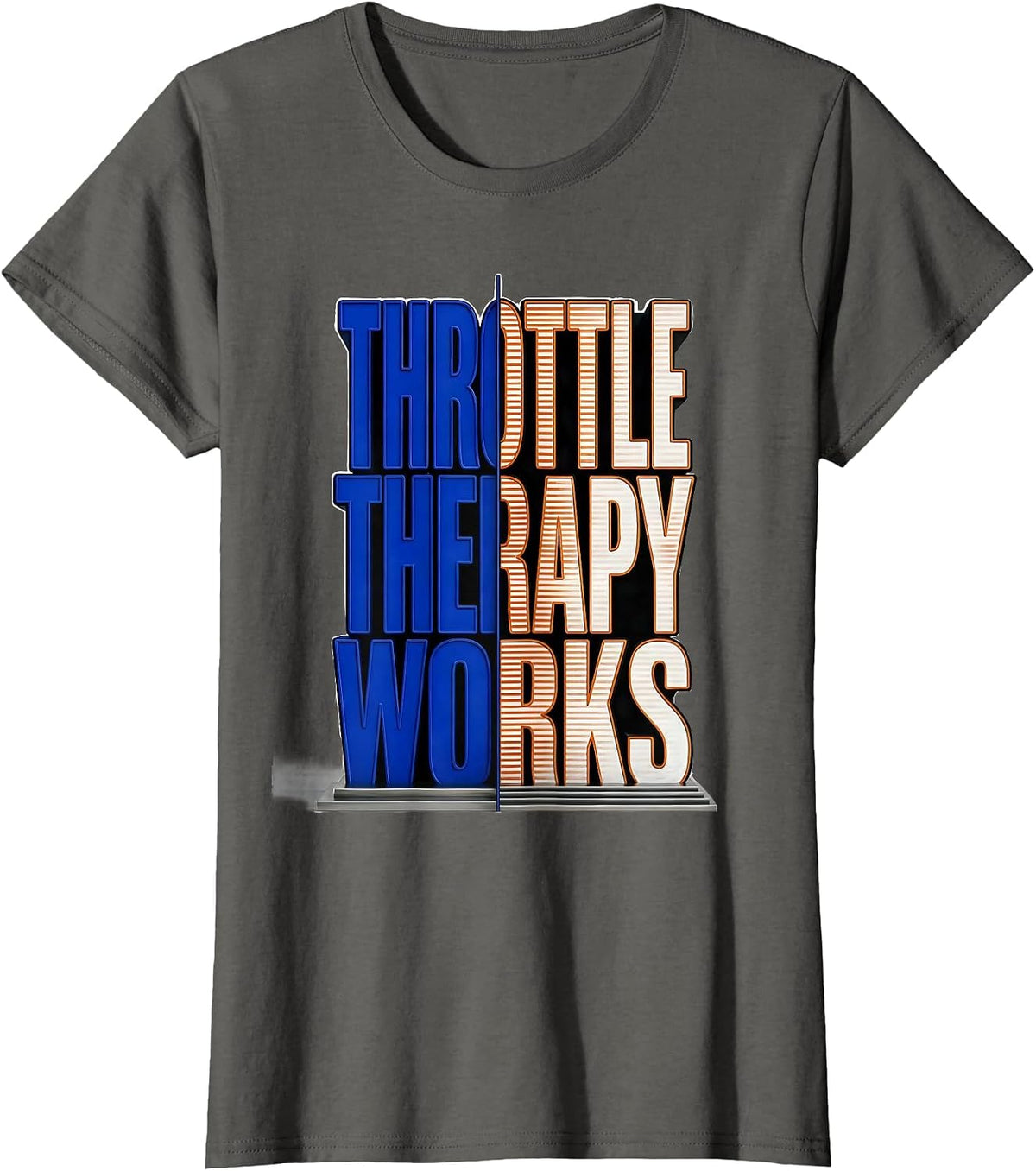 Women's Throttle Therapy Works Motorcycle Riding Design T-Shirt - Asphalt Grey