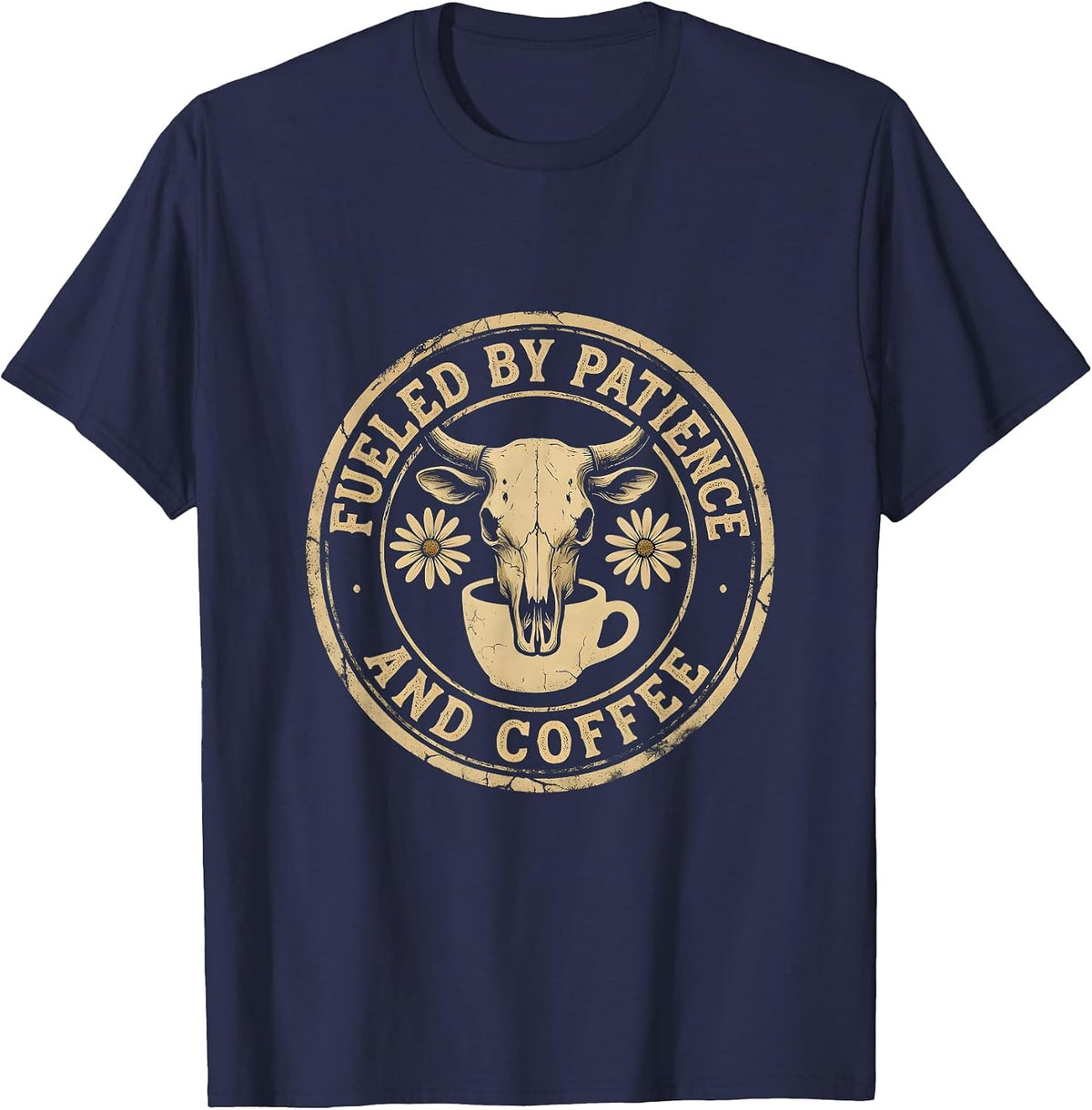 Men's Fueled By Patience And Coffee Sped Teacher T-Shirt - Navy Blue