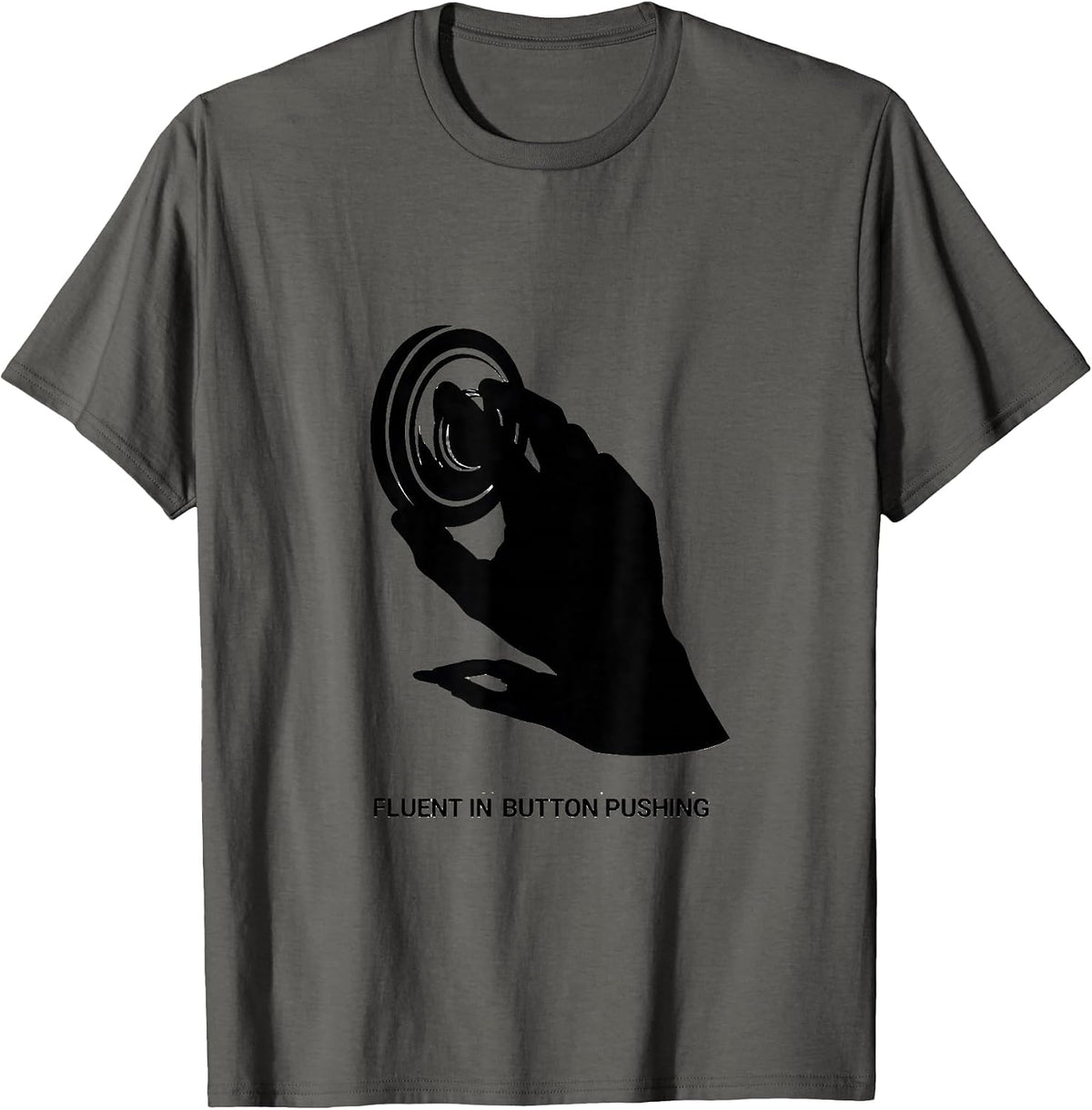 Men's Fluent In Button Pushing Funny Speech Therapy AAC Awareness T-Shirt - Asphalt Grey