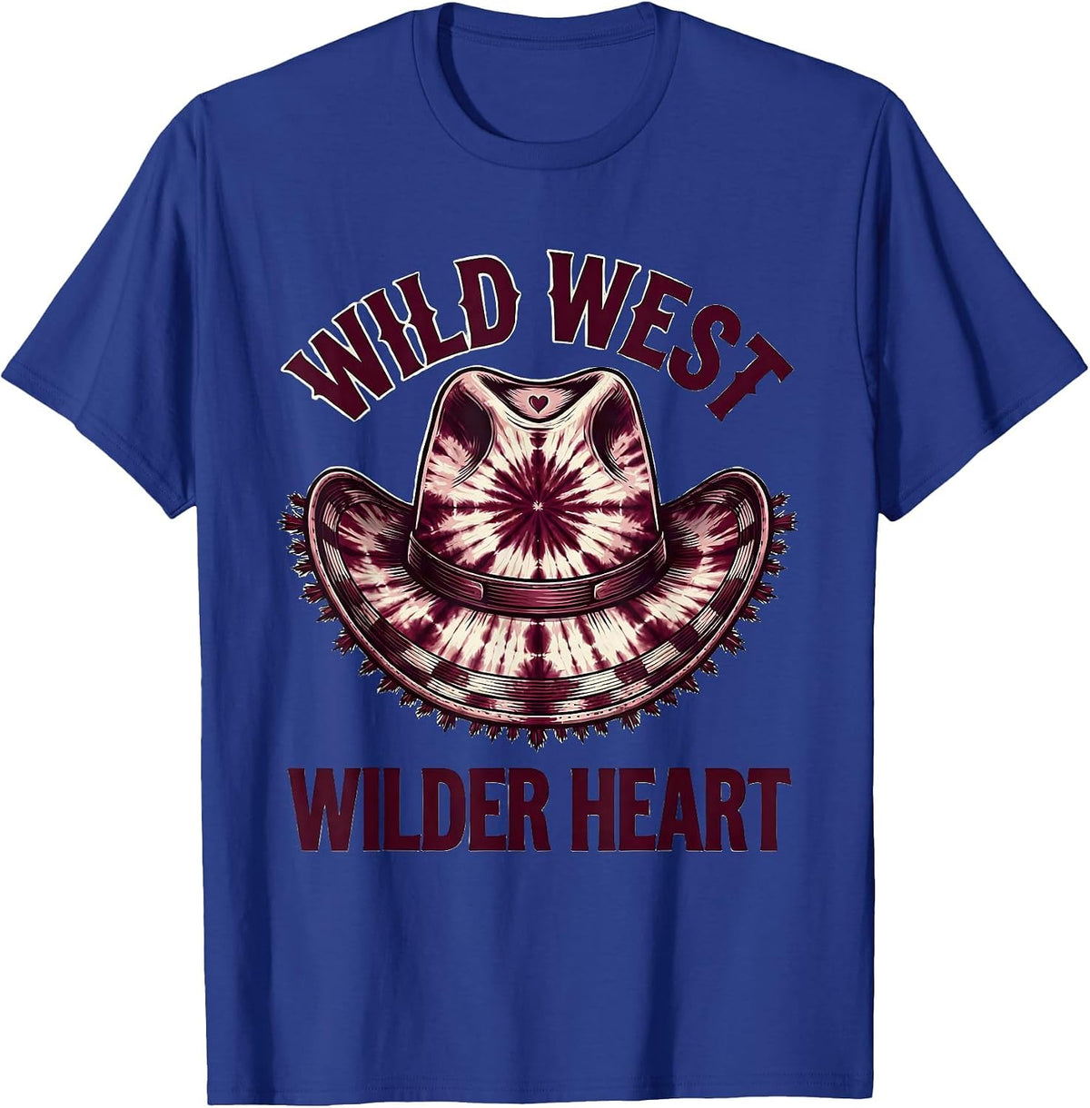 Wild West Wilder Heart Cowgirl Graphic Design T-Shirt - Royal Blue