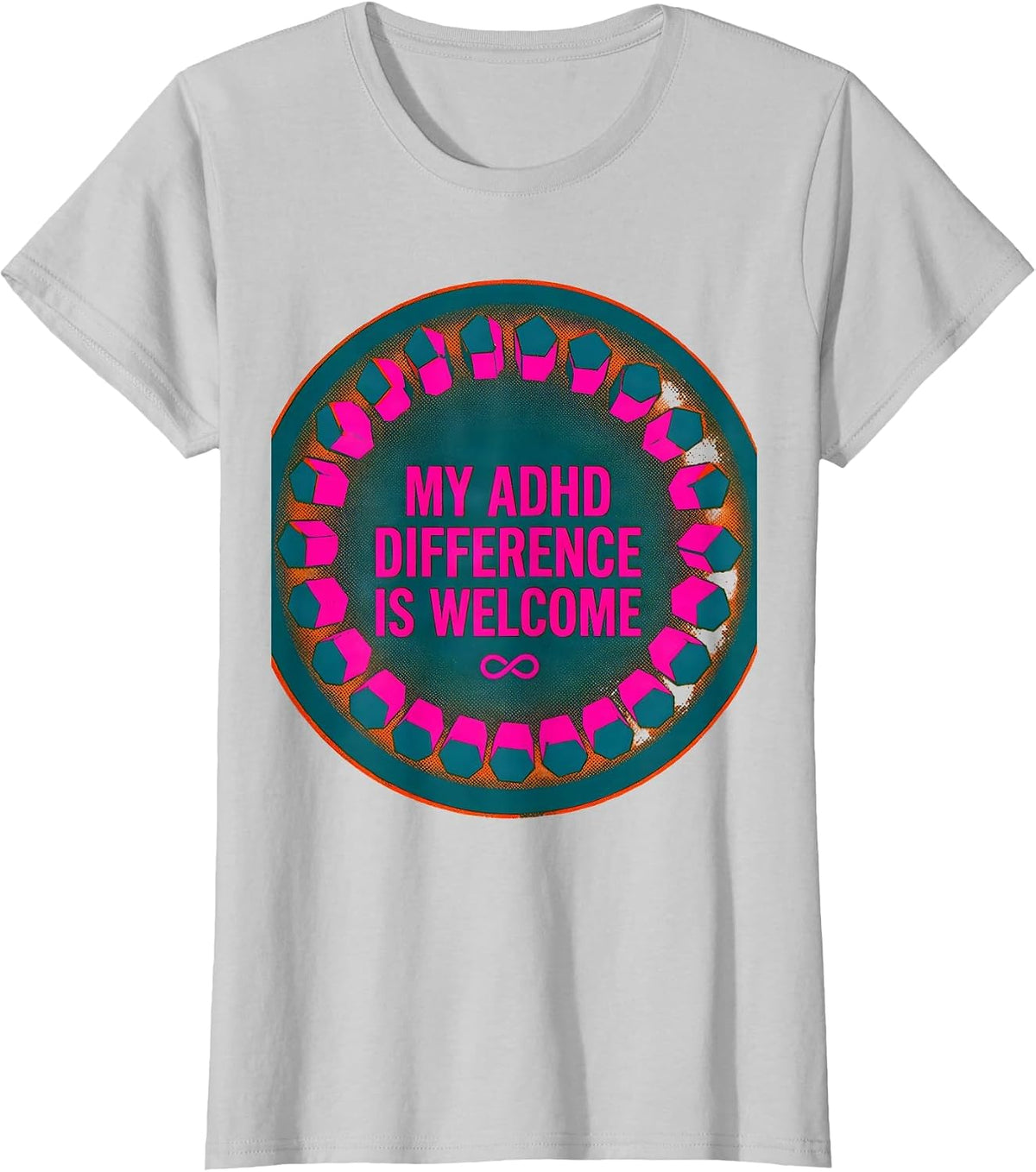 My ADHD Difference Is Welcome Risograph Neurodiversity Humor T-Shirt - Silver Grey