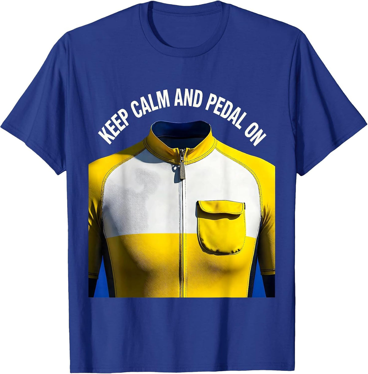 Keep Calm and Pedal On Cycling Design T-Shirt - Royal Blue