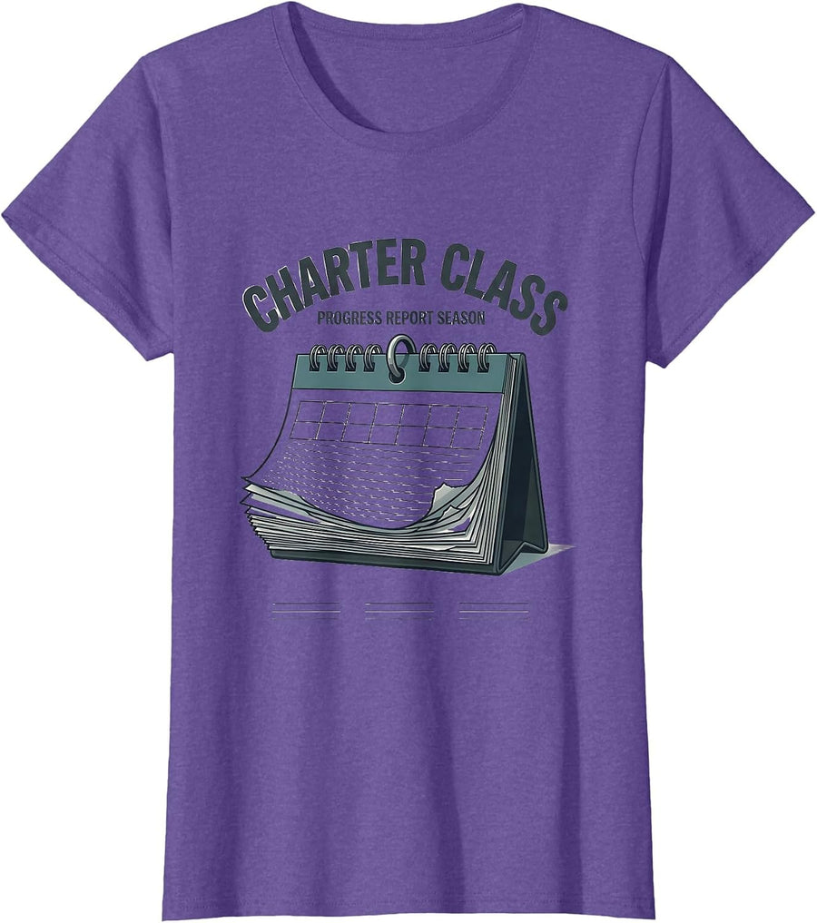 Charter Class Progress Report Season Special Education T-Shirt - Purple Heather
