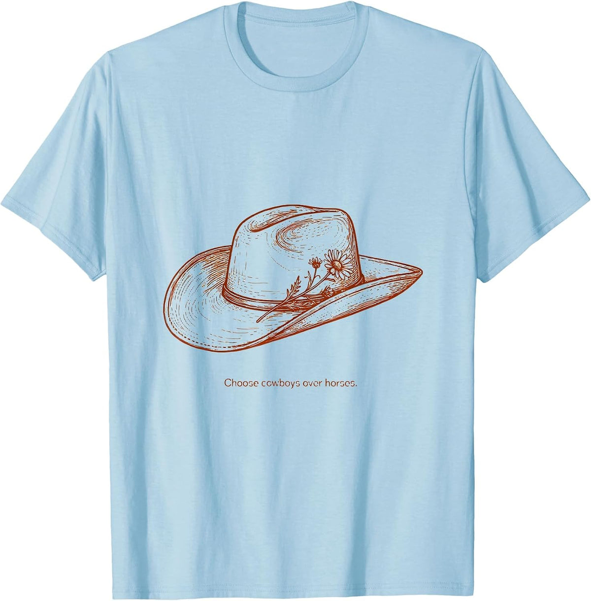 Men's Choose Cowboys Over Horses Western Graphic Design T-Shirt - Baby Blue