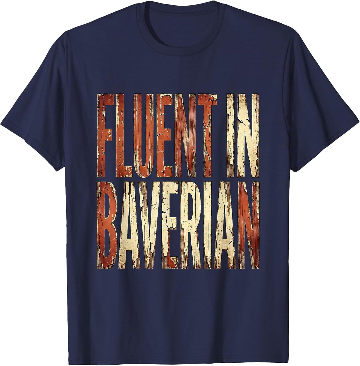 Men's Fluent in Bavarian Oktoberfest Design T-Shirt - Navy Blue