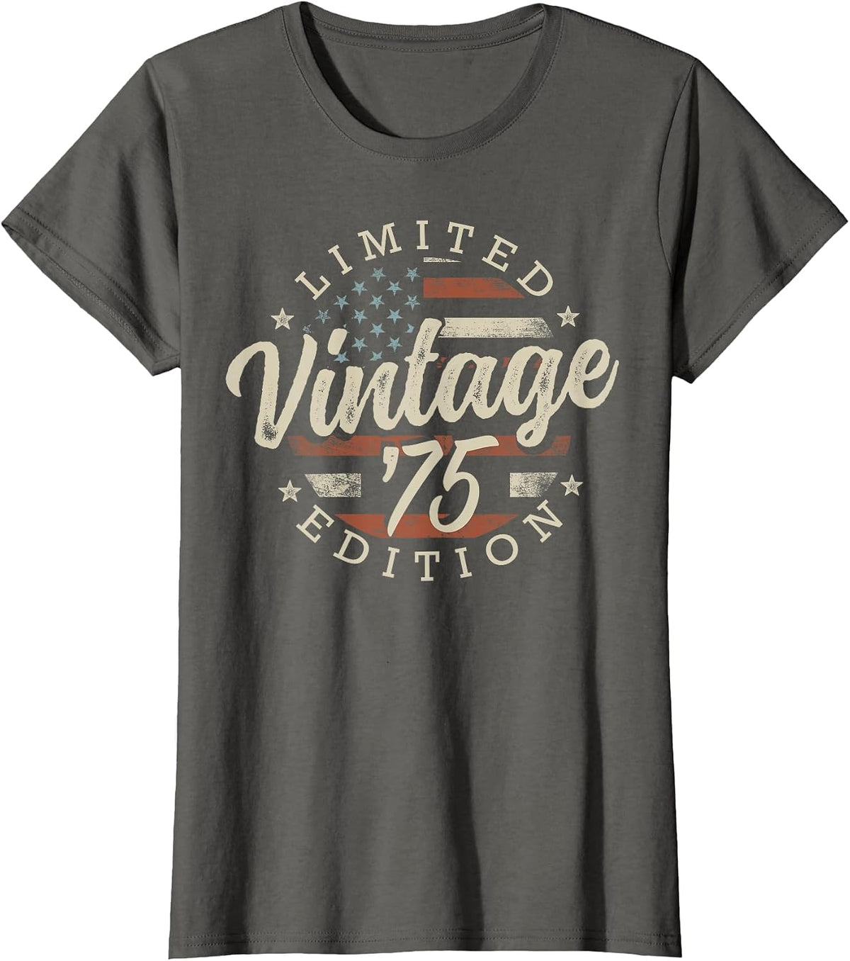 Vintage 1975 Limited Edition USA Flag 51st Birthday T-Shirt - Asphalt Grey