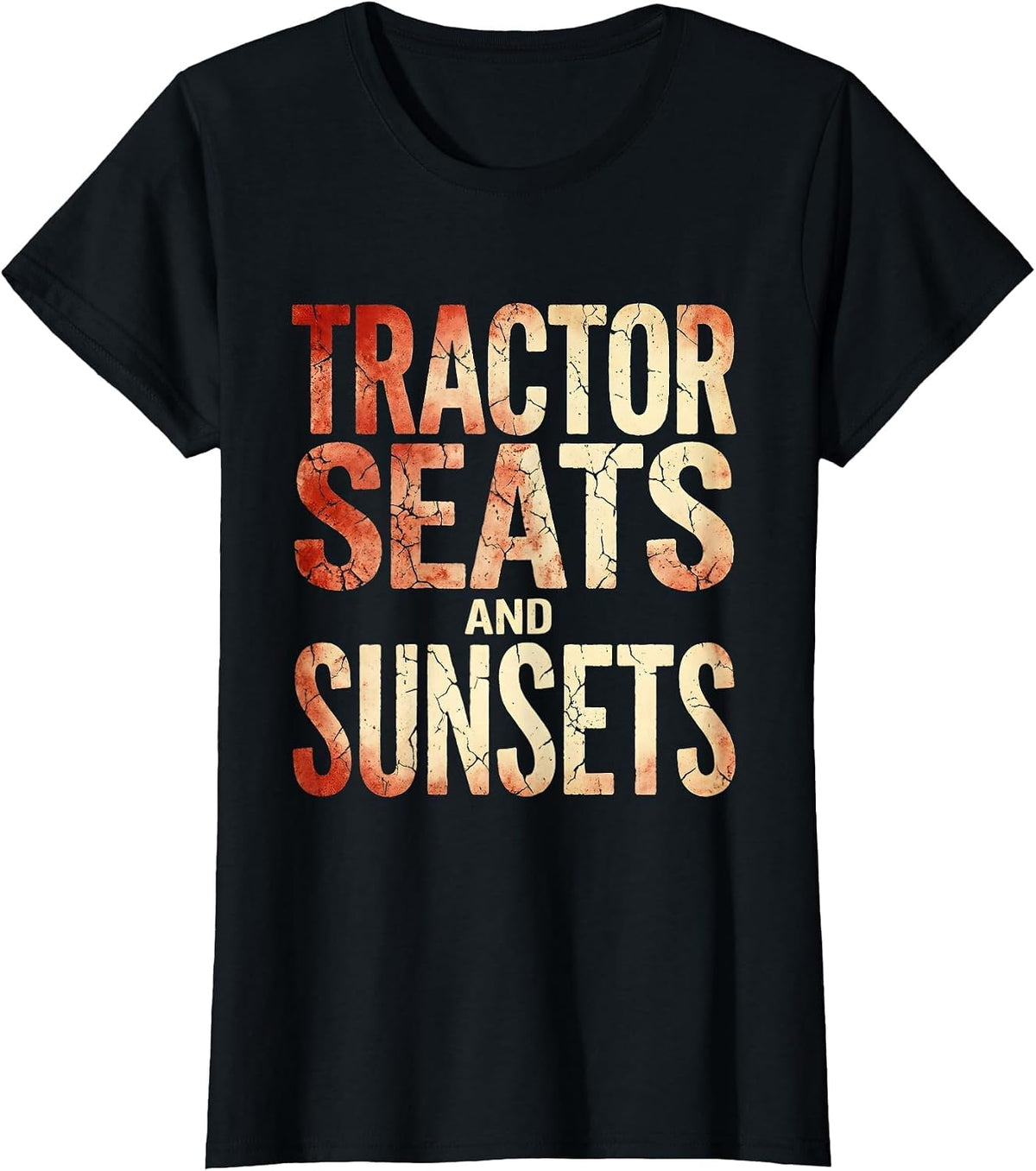 Tractor Seats and Sunsets Farming Life Design T-Shirt - Black