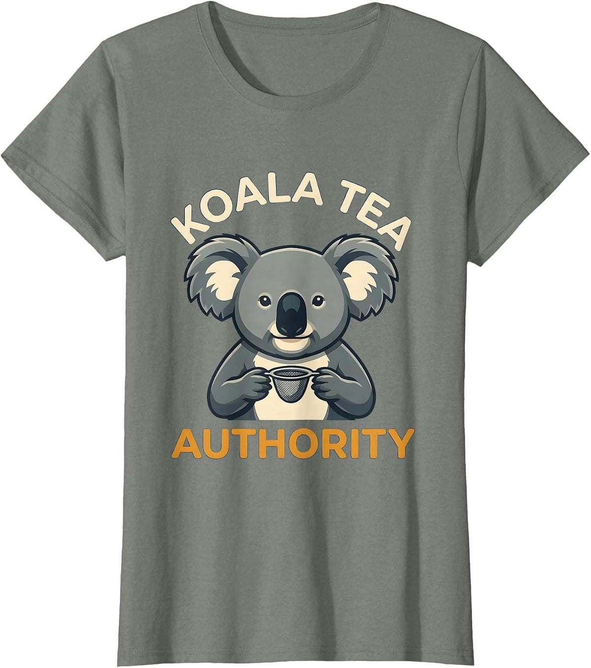 Koala Tea Authority Funny Koala Lover Cute Animal Pun T-Shirt - Olive Heather
