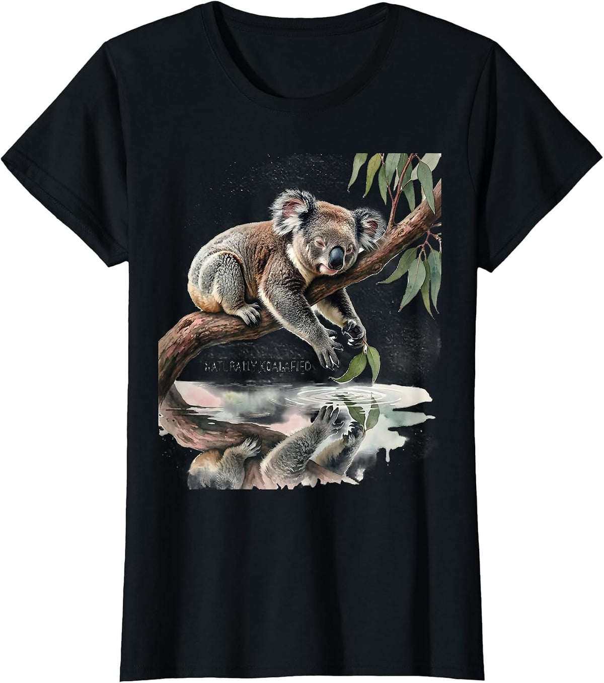 Naturally Koalafied Cute Koala Lover Pun Humor Gift T-Shirt - Black