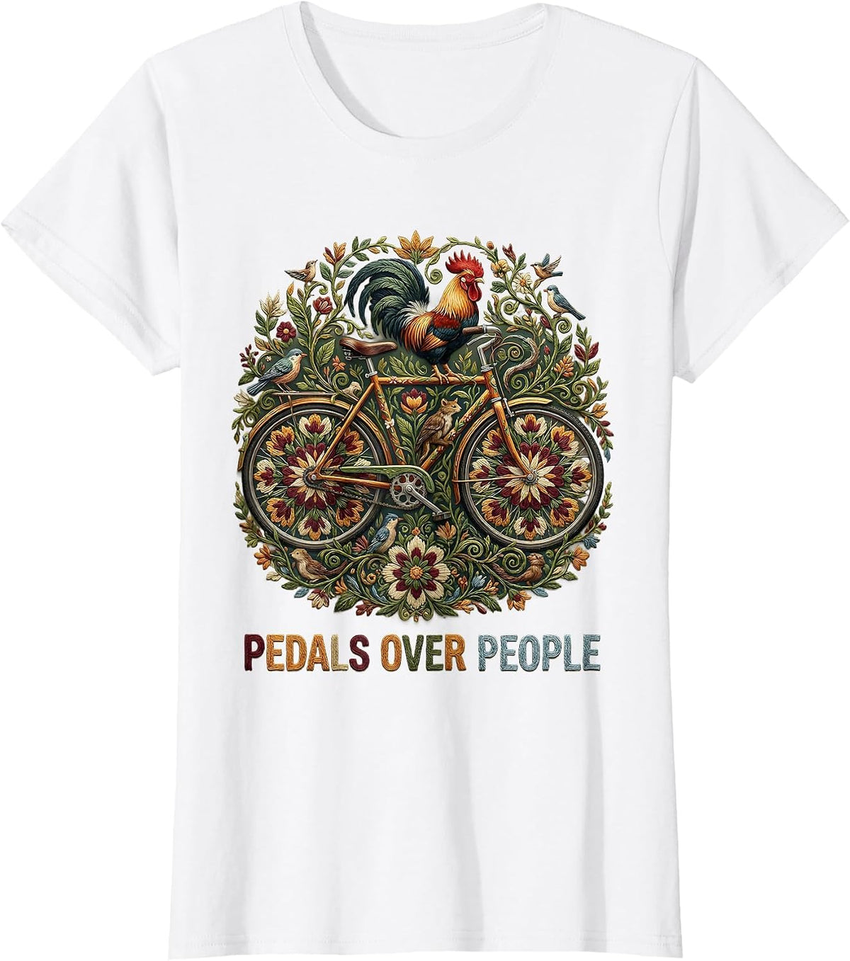 Women's Pedals Over People Cycling Lifestyle Design T-Shirt - White