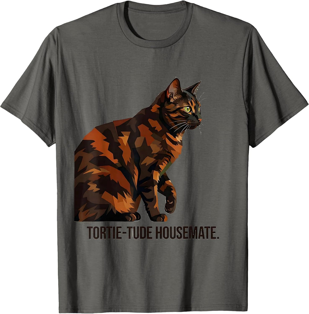 Tortie-Tude Housemate Playful Pet Owner Humor Tortoiseshell T-Shirt - Asphalt Grey