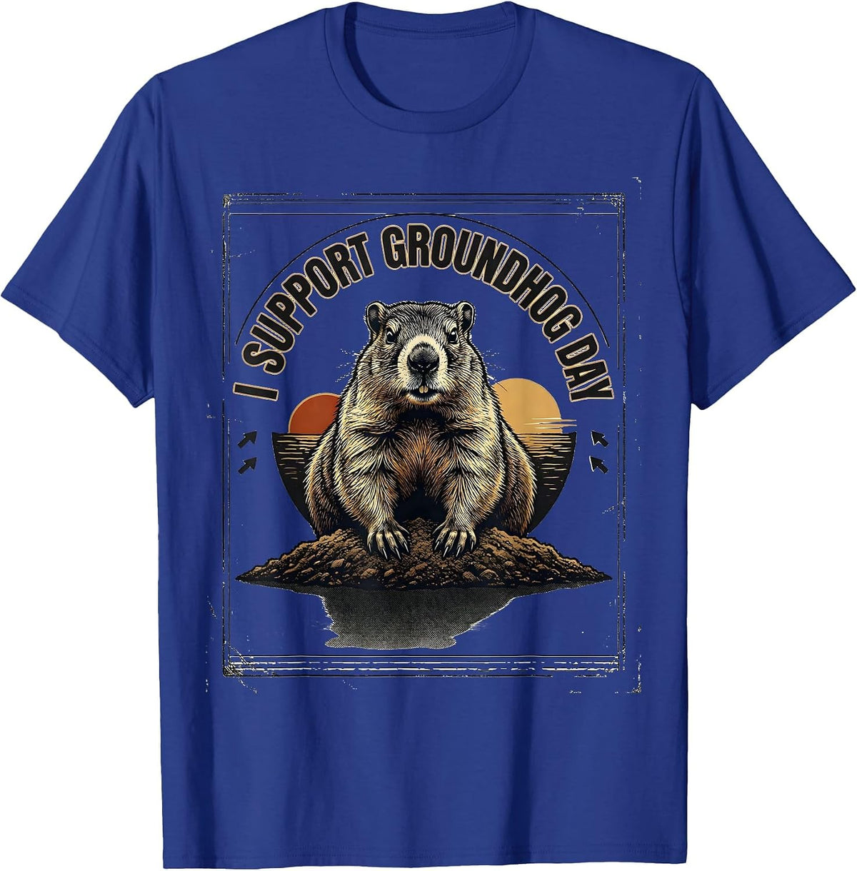 I Support Groundhog Day Vintage Funny Groundhog Day Gift T-Shirt - Royal Blue