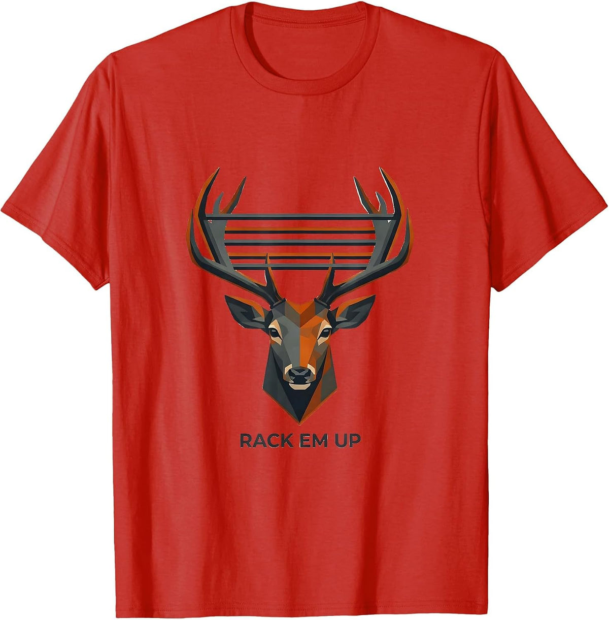 Men's Rack Em Up Funny Camo Deer Hunting Hunter Dad Gift T-Shirt - Red
