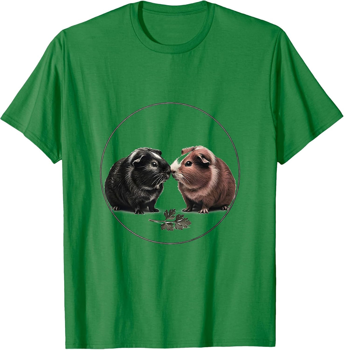 Men's Guinea Pigs Nose-to-Nose Minimalist Pet Lover Humor T-Shirt - Kelly Green