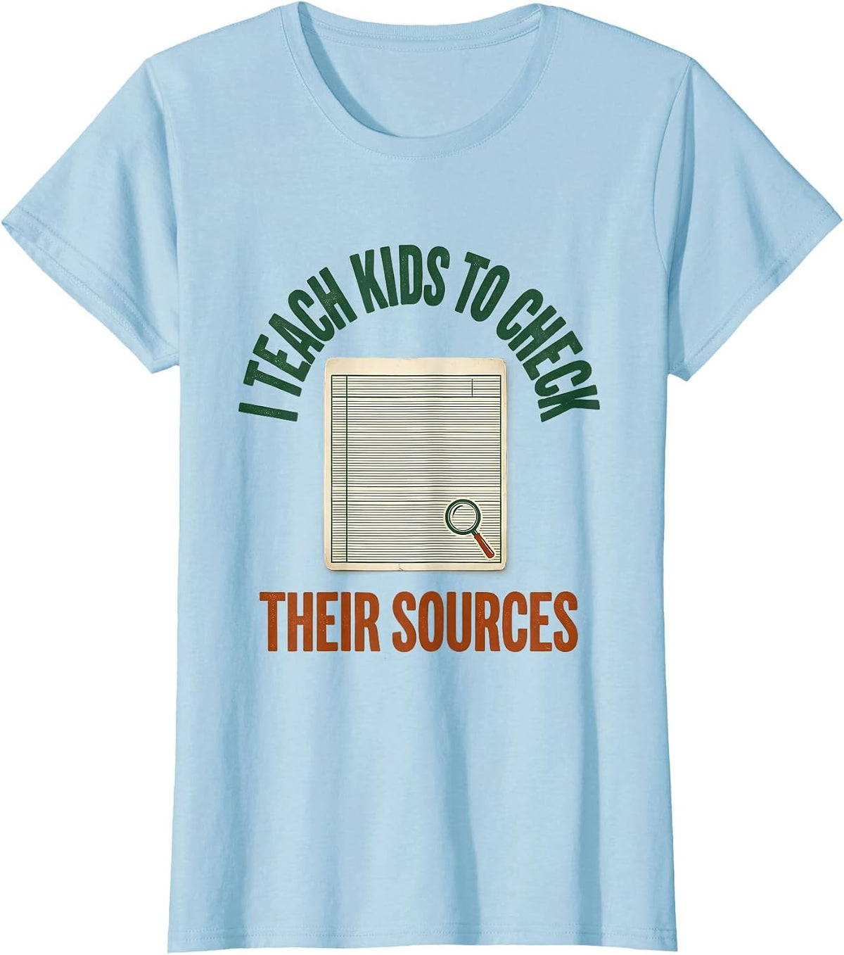 I Teach Kids To Check Their Sources Vintage School Librarian T-Shirt - Baby Blue