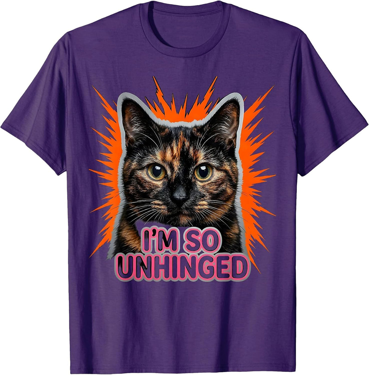 I'm So Unhinged Funny Cat Meme Bootleg Graphic T-Shirt - Purple