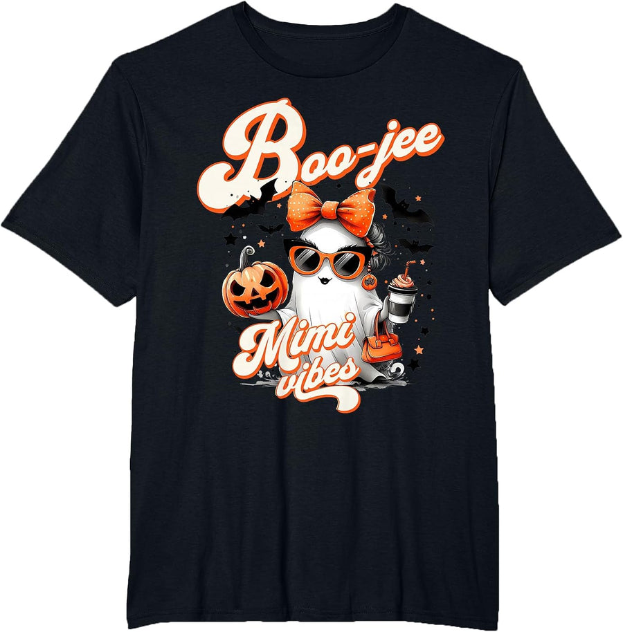 Cute Halloween Costume Boo JEE Mimi Halloween Adult Women T-Shirt - Black