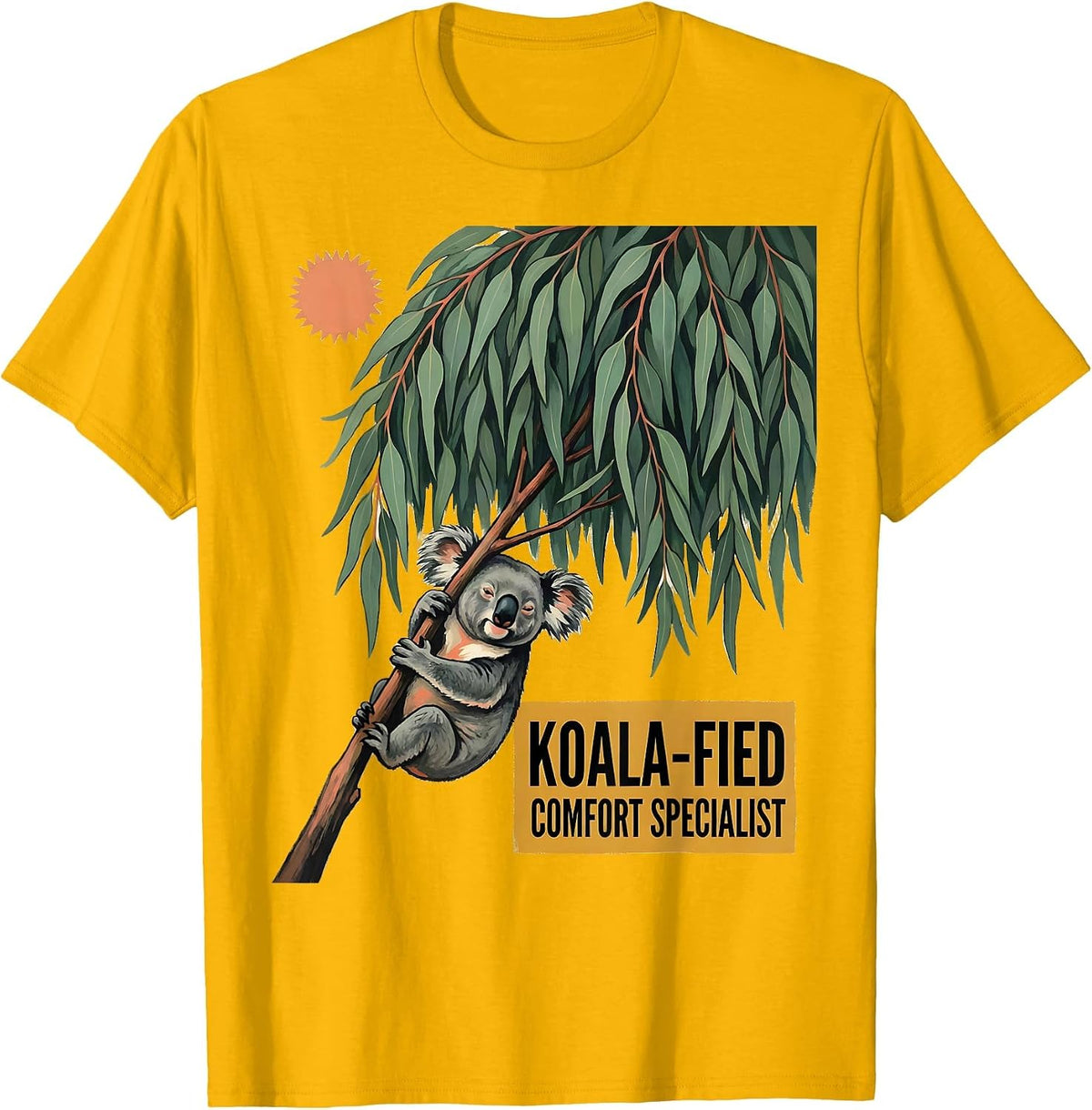 Men's Koala-Fied Comfort Specialist Cute Koala Lover Gift T-Shirt - Golden Yellow