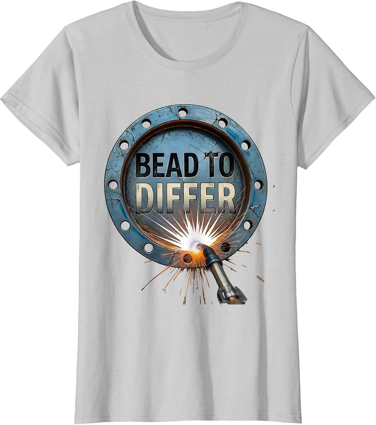 Women's Bead To Differ Distressed Welder Trade Pride Humor T-Shirt - Silver Grey