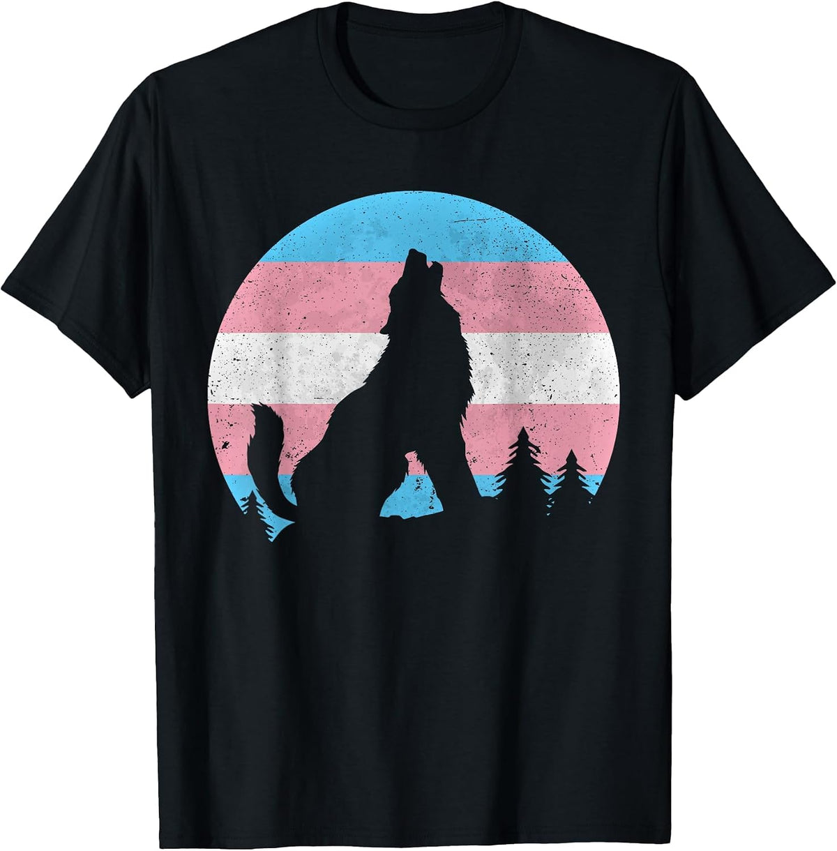 Transgender Pride Month Wolf Transsexual Equality Wolf T-Shirt - Black