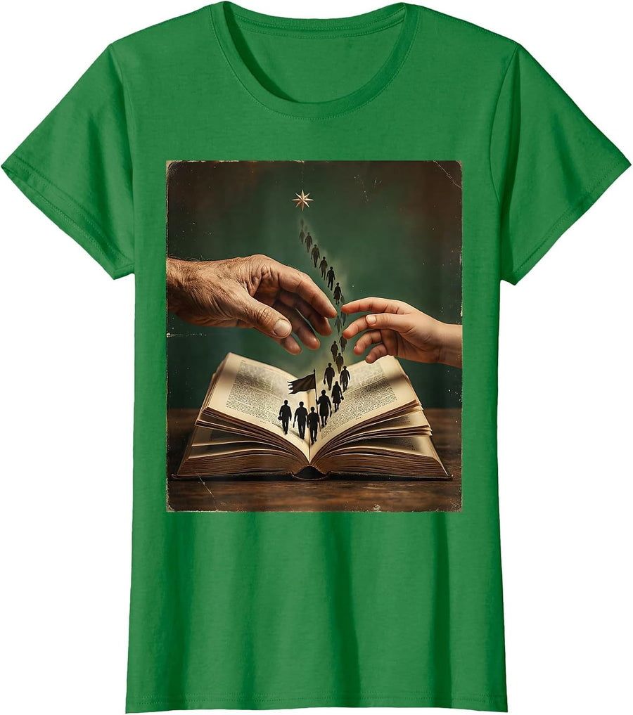 Women's Teacher Passing History Vintage Black History Month Tribute T-Shirt - Kelly Green