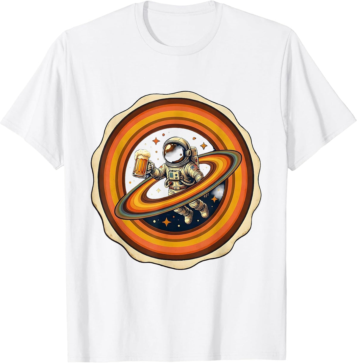 Astronaut Floating With Beer in Space T-Shirt - White