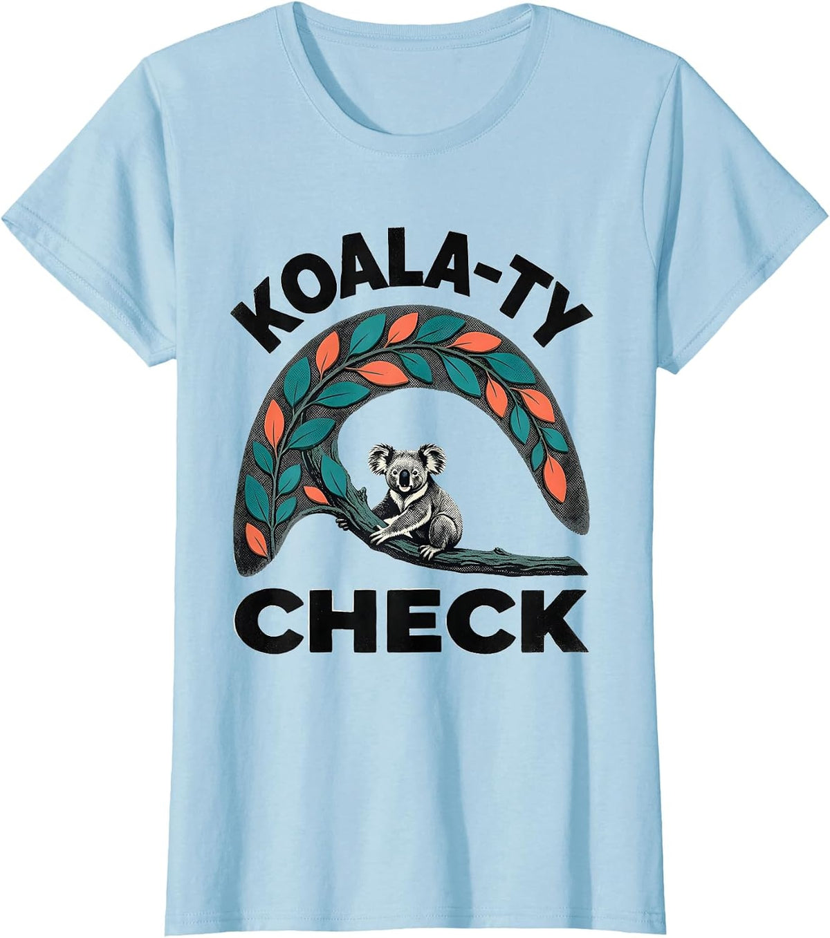 Koala-ty Check Midcentury Modern Cute Koala Lover Humor T-Shirt - Baby Blue