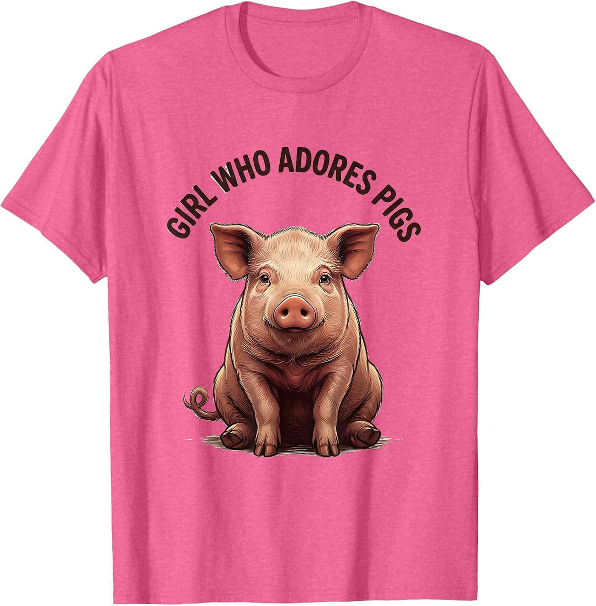 Girl Who Adores Pigs Funny Farm Animal Lover Pig Owner T-Shirt - Pink Heather