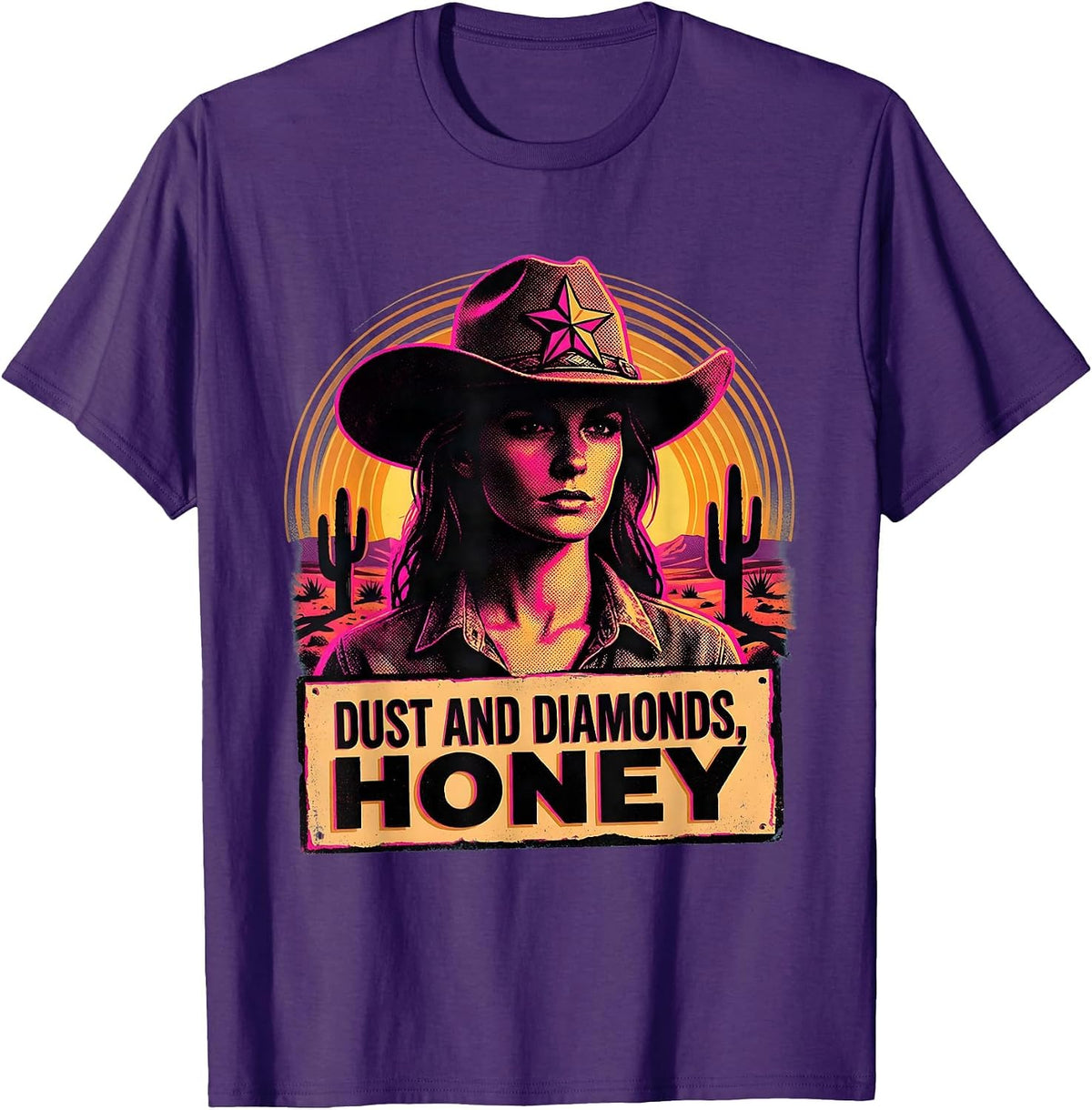 Men's Dust and Diamonds Honey Cowgirl Design T-Shirt - Purple